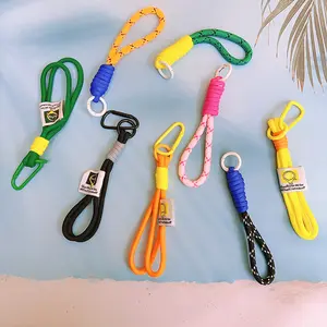 Trendy Color Soft Braided Lanyard Keychain Wristlet with Handmade Rope Design, Multifunction Car Keyring, Bag Decoration