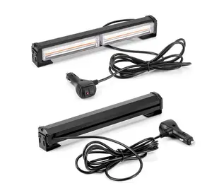 30cm COB LED Emergency Strobe Light Bar, Amber/White Dual Color, 12V Cigarette Lighter Plug, Waterproof Warning Light for Trucks SUVs Construction Vehicles
