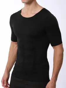 1 Count Men's Athletic Compression Tank Top, Short Sleeve Muscle Support & Body Shaper Tee, High Stretch Waist Cinching & Torso Smoothing Design Shirts Comfortable Performance Activewear, Perfect For Gym, Workout, Running