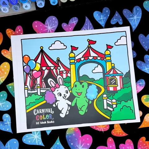 Wook Books Carnival of Color Premium Bold & Easy Coloring Book with 20 Original Hand-Drawn Illustrations and Smooth-as-Butter Blending for a Relaxing Coloring Experience