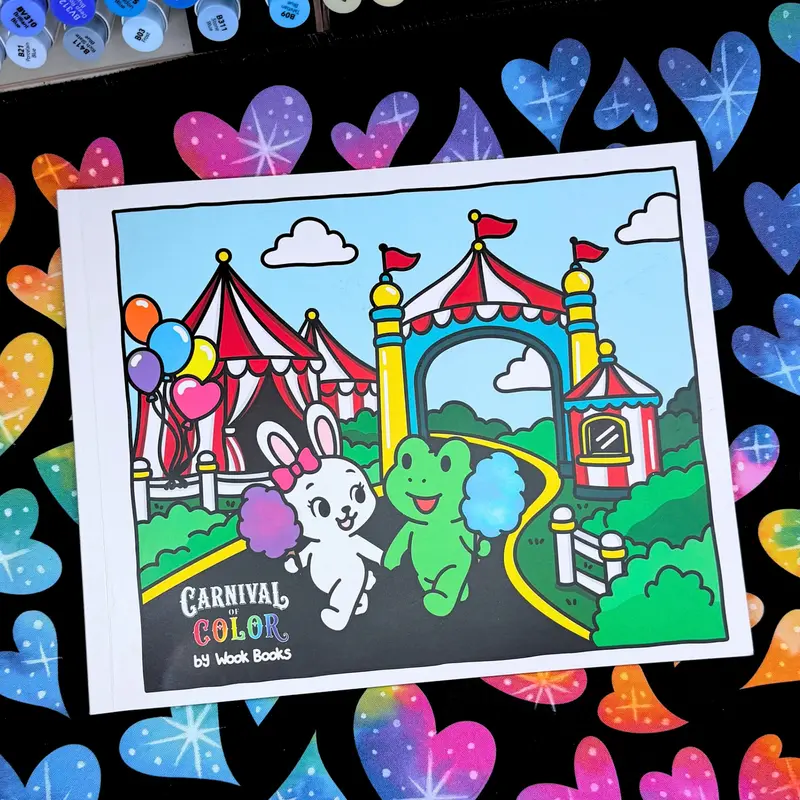 Wook Books Carnival of Color Premium Bold & Easy Coloring Book with 20 Original Hand-Drawn Illustrations and Smooth-as-Butter Blending for a Relaxing Coloring Experience