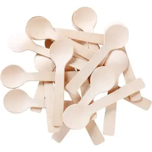4" Mini Wooden Spoons 100 ct, Biodegradable Compostable Birchwood (100pcs/bag)