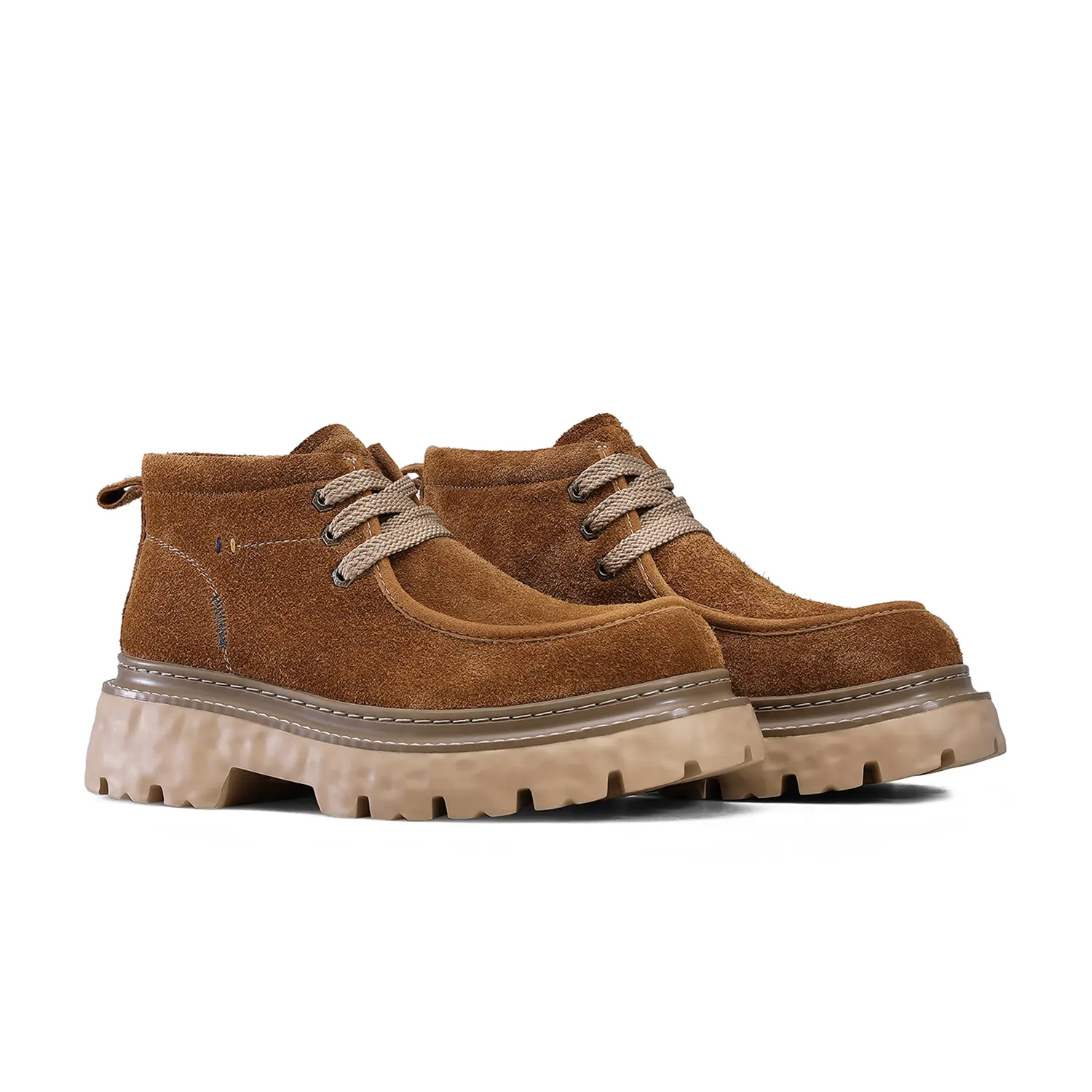 DESAI High Top Suede Genuine Leather Boots Chunky Sole Laces Plain shoes DS35172H