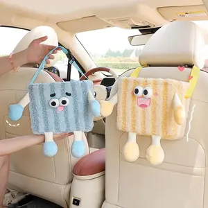 Cute Car Seat Back Hanging Paper Towel Holder, Adorable Vehicle Trash Bin Dispenser, Decorative Auto Accessory for Cars