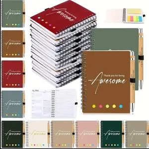 Weekly Planner Notebook with Bamboo Pen Included - Thank You for Being Awesome Design - Assorted Colors Available