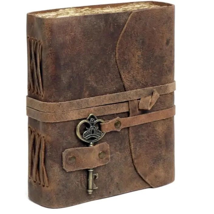 Vintage Leather Bound Journal Refillable Notebook With Deckle Edge Paper Travel Writing Diary, 4 x 6 Inch