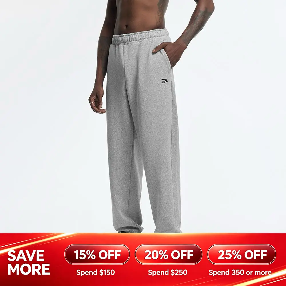 ANTA Knit Track Pants - Grey Heather Color with Minimalistic Design and Logo Detailing
