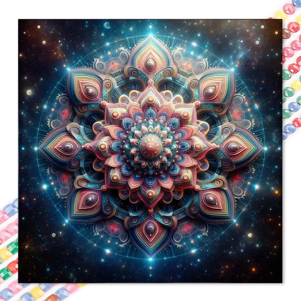 1 DIY Diamond Painting Kit, 5D Diamond Art Set, DIY Decoration, Colorful Mandala Diamond Painting Set with Full Round Diamonds, Mosaic, Diamond Art, DIY Art Home Decoration, Suitable for Christmas.