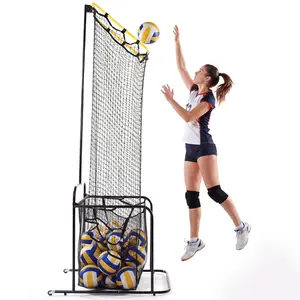 Portable Volleyball Setter Training Net, 5-Position Angle & 6.7-9 ft Height Adjustments Volleyball Training Equipment with Lockable Wheels for Indoor Outdoor Practice
