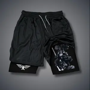 Warhammer 40,000 Game 80s 90s Double-Layer Sports Shorts Graphic Shorts Black Camo Streetwear Shorts Men Outfits Men Vacation Outfits Shorts