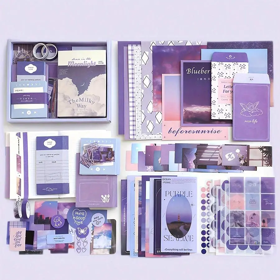 Aesthetic Sticker & Paper & Tape Set, 1 Set Scrapbook & Journal Making Kit, DIY Decorative Sticker, Art Stickers, Gift Ideas for Students