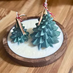 Handmade Green Tree Ornaments for Festive Home Decor - Christmas Tree Decor Candle Display