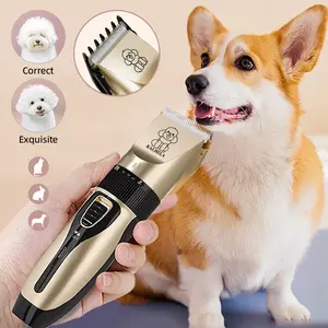 KALHELA Professional Cat Clippers & Dog Grooming Kit Cordless Low Noise Clippers for Thick Matted Coats Quiet Shaver Hair Trimmer with Paw Trimmer for Pets Gold