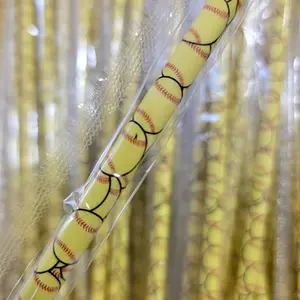 Softball Print Plastic Reusable Straws - Single or Team Bundle