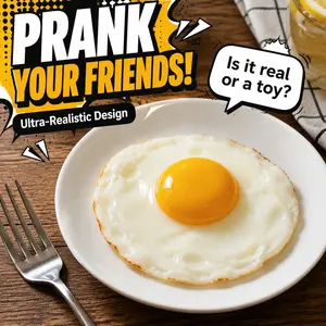 Viral Fried Egg Squishy Toy - Stretchy Squeeze Stress Relief & Funny Prank Toy for All Ages