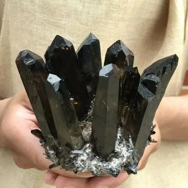 Black Smokey Natural Quartz Crystal Cluster Healing Energy Crystal