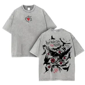 Retro Heavy Uchiha Itachi Character Naruto Anime Tee  Unisex Mineral Anime Manga Washed Heavy Cotton T-shirt, Gift For Anime Fan Unisex Casual Streetwear Manga Graphic Tee anime manga-style graphics