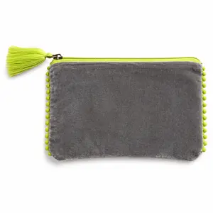 Women's Neon Edge Velvet Clutch Purse - Trendy Minimalist Purse, Compact Zip Wristlet Bag for Luggage, Daily Use