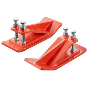 VEVOR Tractor Bucket Protector, 2PCS Heavy Duty Steel Bucket Edge Protectors, Edge Tamer Anti-Skid Device with Double Hexagon Lock Nuts and Bolts, for Snow, Leave Removal Spreading Gravel (Orange)