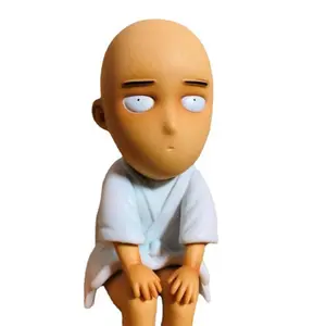 Anime Saitama Figure Toilet Sitting Saitama Action Figure PVC model Saitama desktop ornaments Collection child toy Gifts 15cm