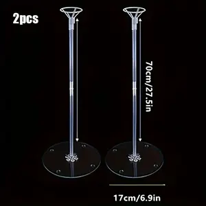 Two Sets Transparent Balloon Stands, Desktop Centerpiece Decor for 10-24 Inch Balloons, Ideal for Birthday, Wedding, Thanksgiving, Bridal Party
