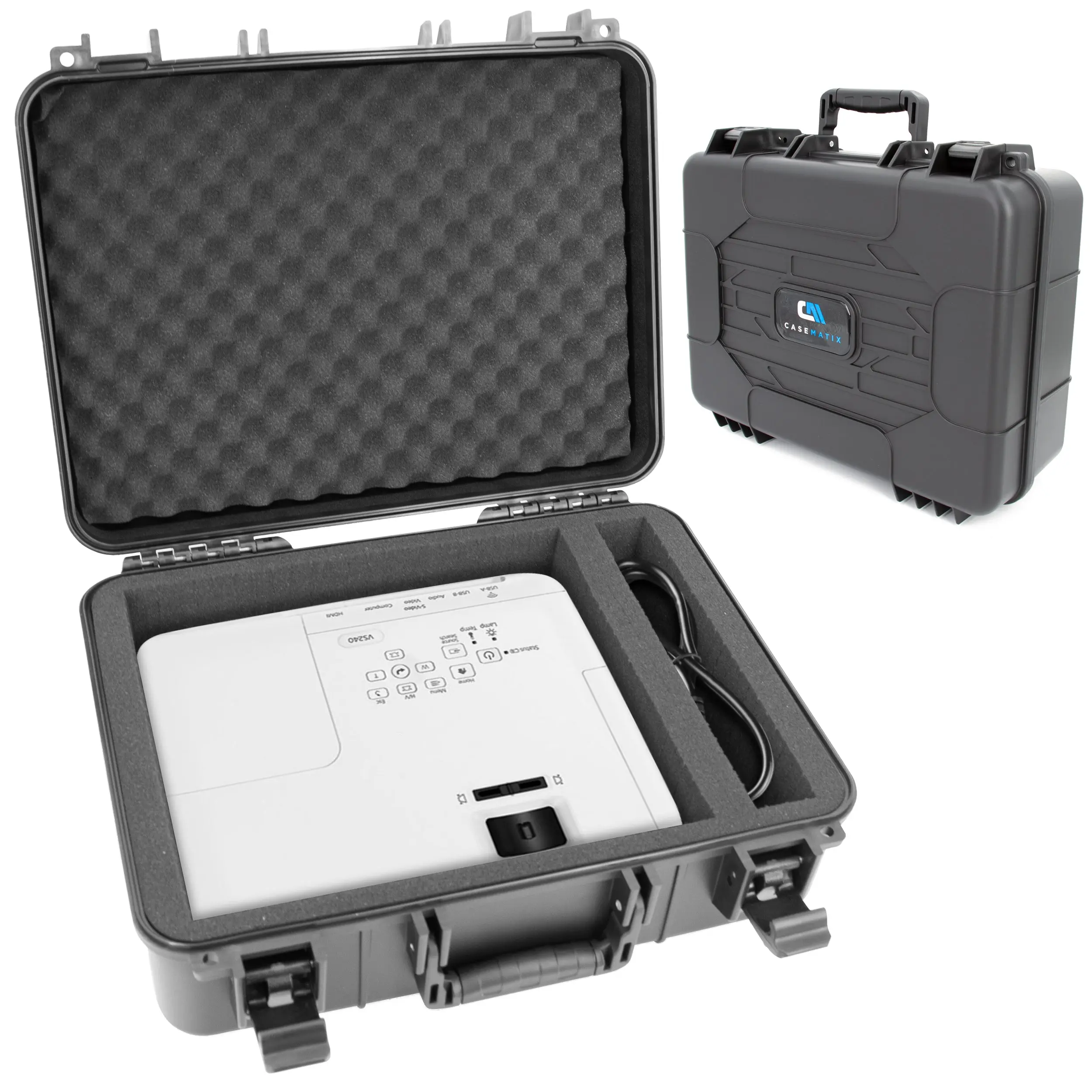 CASEMATIX Hard Shell Projector Case Compatible with Epson PowerLite & Home Cinema Models with Tri-Layer Foam & Accessory Storage Compact Protection for PowerLite 1781W/1785W/1795F/1060/760HD/760/660