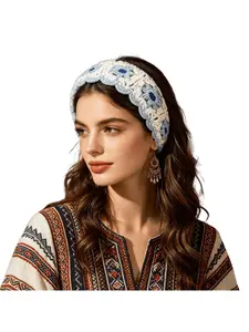 5pcs/1pcs Knit Wide Headband, Hollow Flower Pattern, High Crown, Hair Tie for Women, Handmade Ethnic Sweet Hair Band, Fashion Accessory