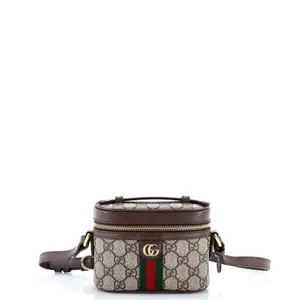 Pre-owned GUCCI Canvas Coated Shoulder Bags Ophidia Top Handle Bag GG Coated Canvas Mini by Rebag