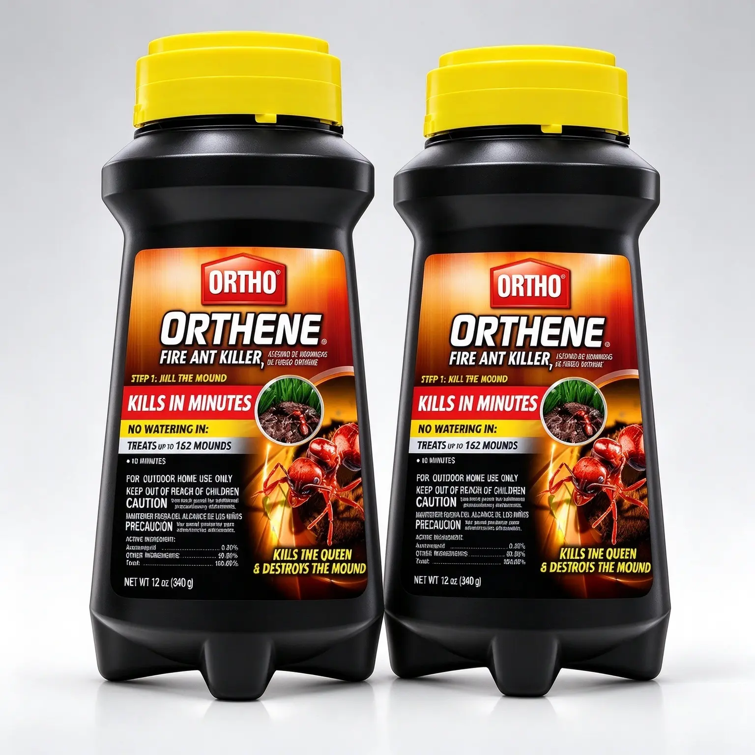 Ortho Orthene Fire Ant Killer Pest Control Powder, 2-Pack 12oz Easy-Apply Bottles, Queen Ant Killer, 60-Minute Mound Destroyer for Lawns & Outdoor Plants