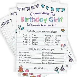 Birthday Girl Trivia – Kids Party Game, Notebook (Set of 25)