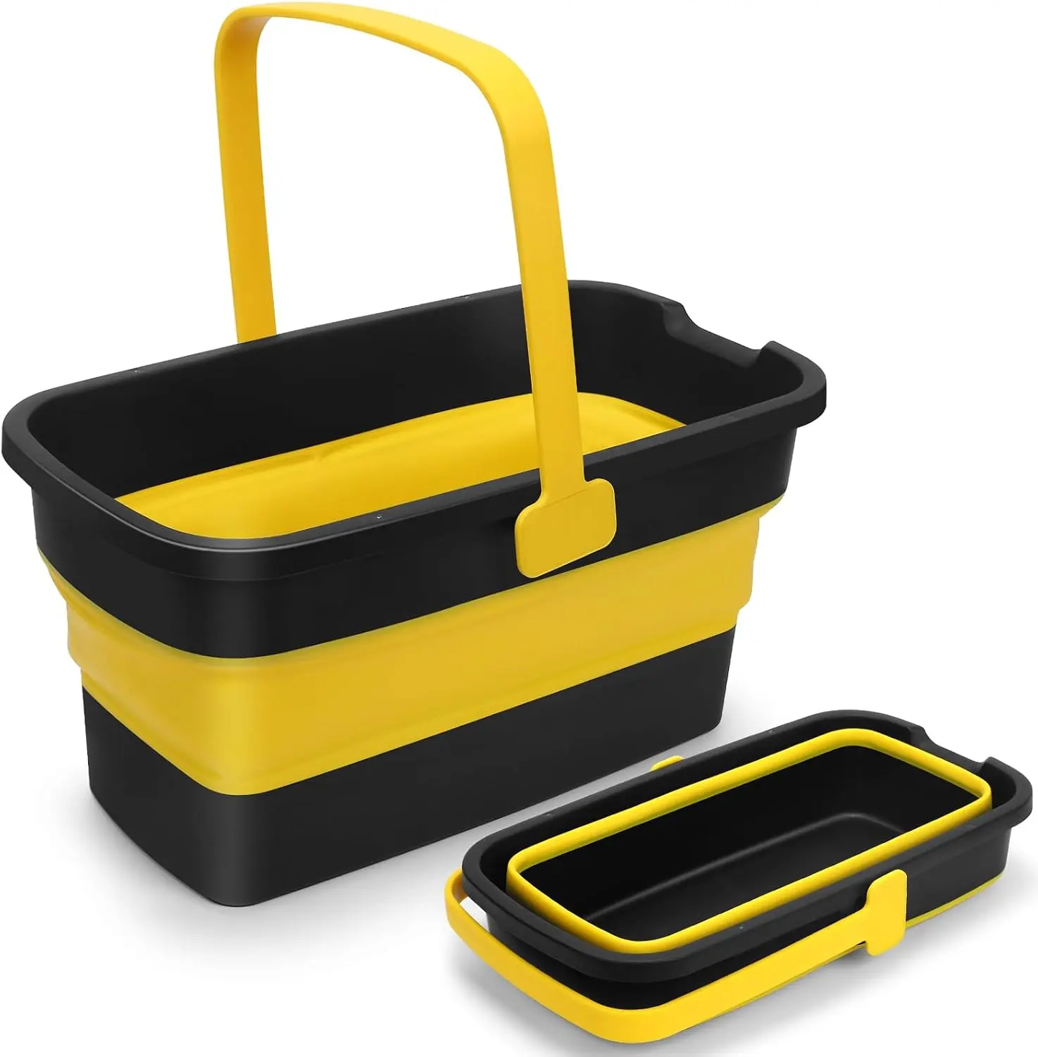3-Gallon Collapsible Mop Bucket with Handle, Foldable Silicone Cleaning Bucket for Home and Car Washing