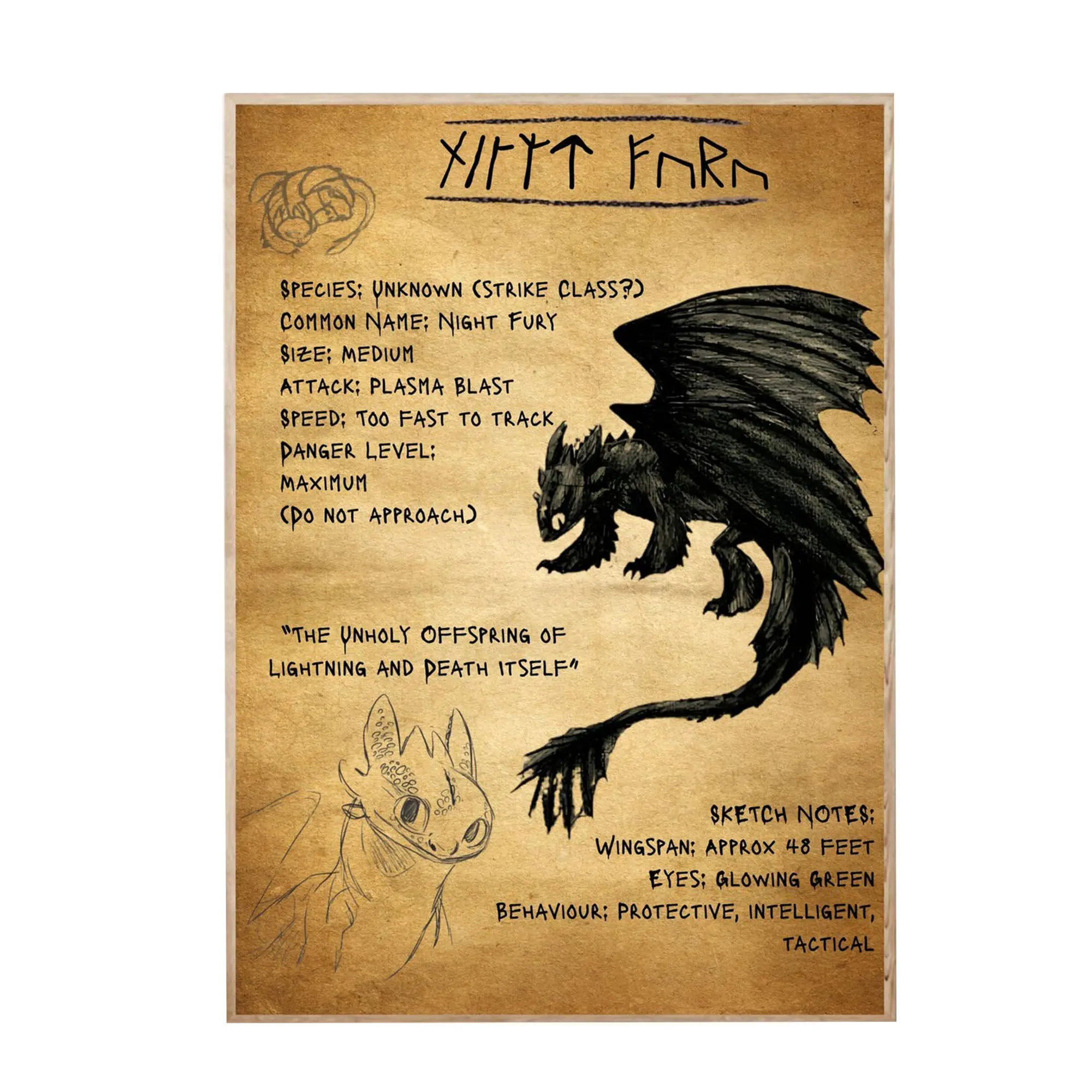 Toothless Night Fury Poster, How To Train Your Dragon Wall Art, Gift For Dragon Lovers, Movie Lovers, Gift for Friends, Room Decoration