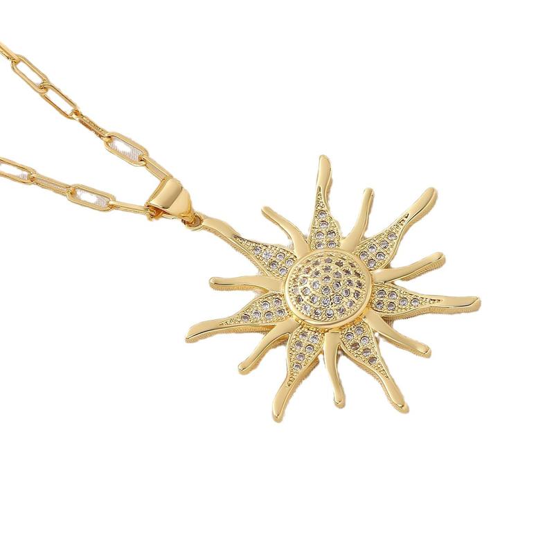 springtok Zircon necklace golden sun shape zircon necklace ladies daily wear gift Jewelry Chain