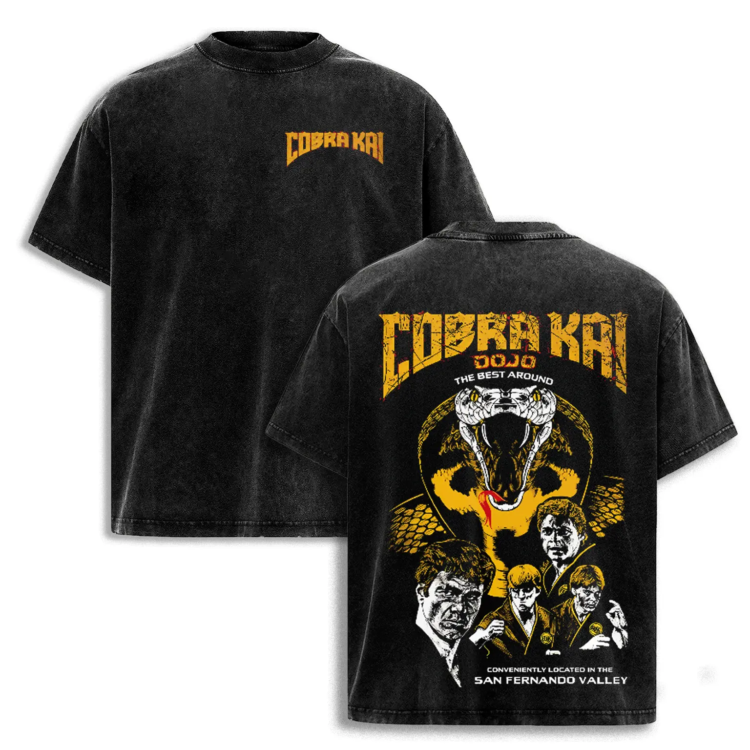 Retro Limited The Karate Kid T-Shirt, Cobra Kai Dojo The Best Around Graphic Tee, Action Film Vintage Martial Arts Movie unisex Cotton streetwear Washed Tshirt, Men Gifts