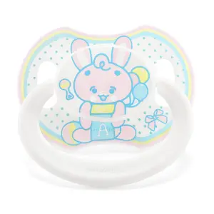 LittleForBig Adult Sized Bigshield Generation-ll Baby Rabbit Pattern Pink Pacifier with Clear Silicone Nipple & Dust Cap for Comfort & Stylish Design