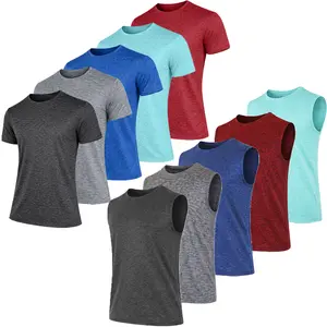 Men's Multi Pack Moisture Wicking Performance Short Sleeve & Sleeveless Active Tees