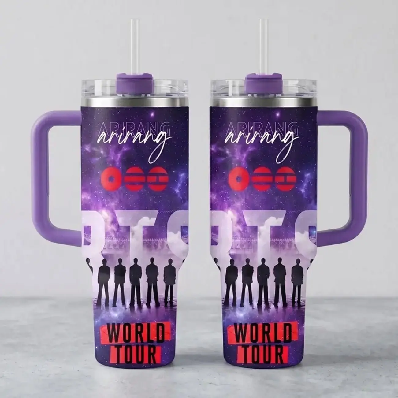 Arirang 2026 Purple Galaxy Fan Merch Cup, ARMY BangTan Tumbler 40oz