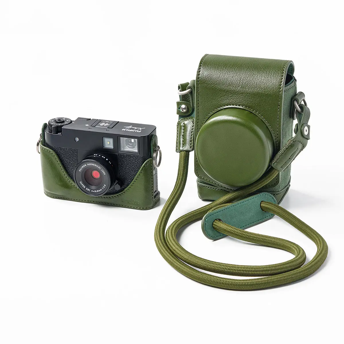 SmallRig Genuine Leather Compact Case Kit with Grip, Strap, Memory Card Protection for Fujifilm X-Half Size Camera, Green Camera Accessories