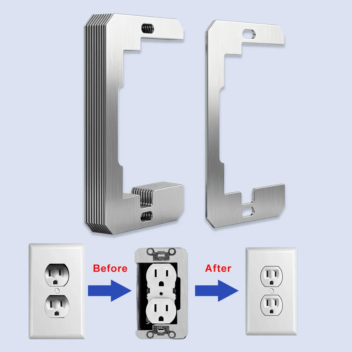 Wall plate spacer,Metal outlet spacers for old house electrical outlet repair,Fix loose & uneven electrical outlets and switches