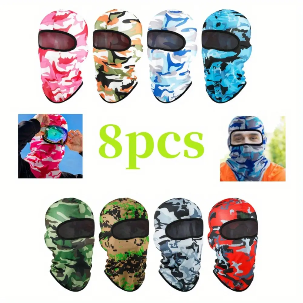 8 Pcs Balaclava Ski Masks - Sun Protection, Windproof, UV Protection Summer Full Face Coverings, Motorcycle Helmet Liners for Outdoor Sports, Motorcycle Helmet Liner