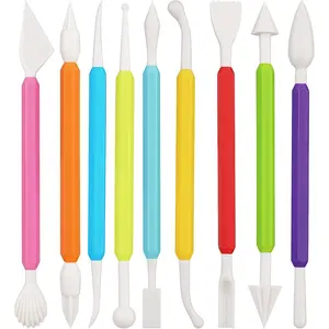 9-Piece Fondant Sculpting Tool Set - Plastic Cake Decorating Pens for Flower Modeling & Baking