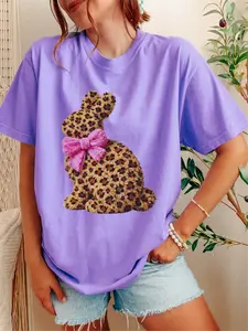 Furry Leopard Bunny ~ CC Unisex Size Garment Dyed T-Shirt Printed in the USA
