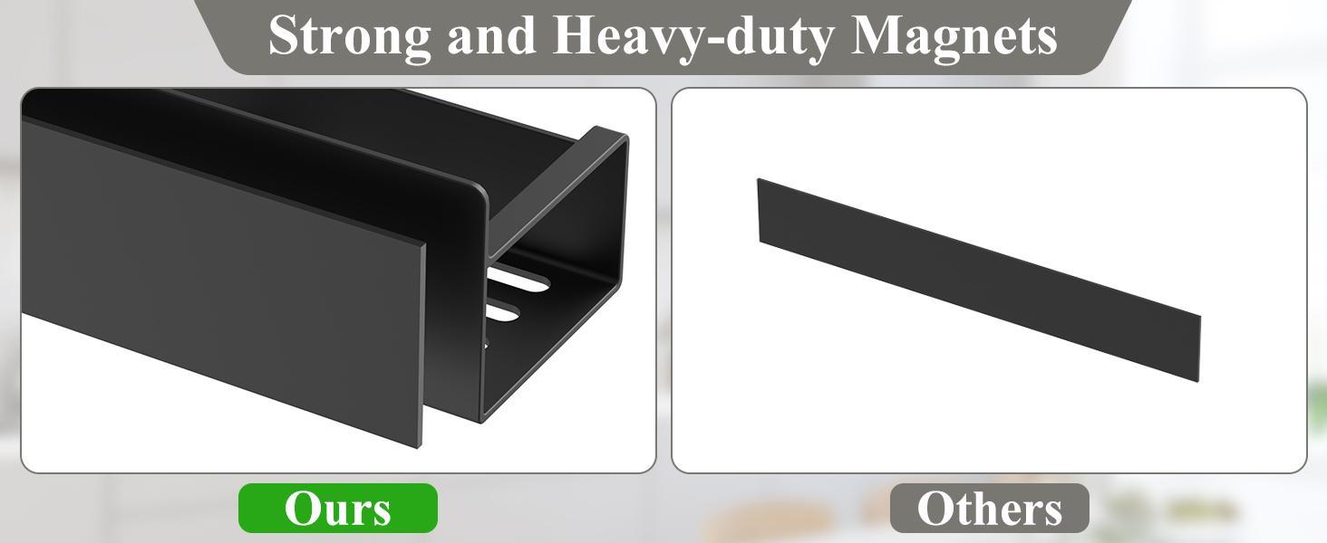 2 Pack-4 Pack Strong Magnetic Spice Rack Organizer for Refrigerator & Oven, Black Space-Saving Fridge Storage Shelf, No Drilling Kitchen Organizer for Spices, Jars and Seasonings