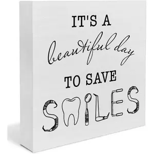 Dental Office Decor, Save Smiles Wooden Box Sign Dental Assistant Hygienist Office Desk Decorations, Dentist Gifts 5x5 inch