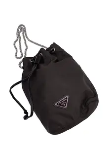 Pre-owned PRADA Dark Brown Nylon Mini Bucket Bag/ZH01725003/5003