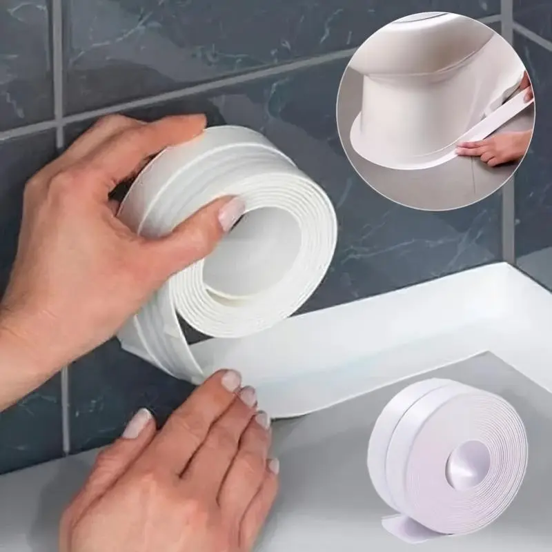 196.85 Inch Super Adhesive Strong Adhesion Waterproof Self-Adhesive Sealing Tape, PVC Material for Kitchen, Bathroom, and Household Use, Durable Seamless Bonding Strip, Waterproof Sealant Tape