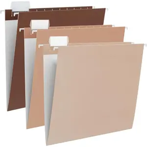 6 Pack Gradient Hanging File Folders Letter Size Decorative Pretty File Folder Organizer for Filing Cabinet Office Home with 1/5-Cut Adjustable Tabs, Coco Mocha