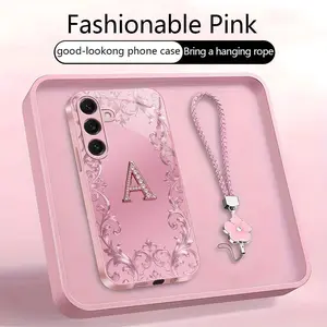 Suitable for [Galaxy S25] high-end women's phone case🥰，free four-leaf clover lanyard included—choose any one of the 26 letters. Drop-resistant and fingerprint-proof. YM99