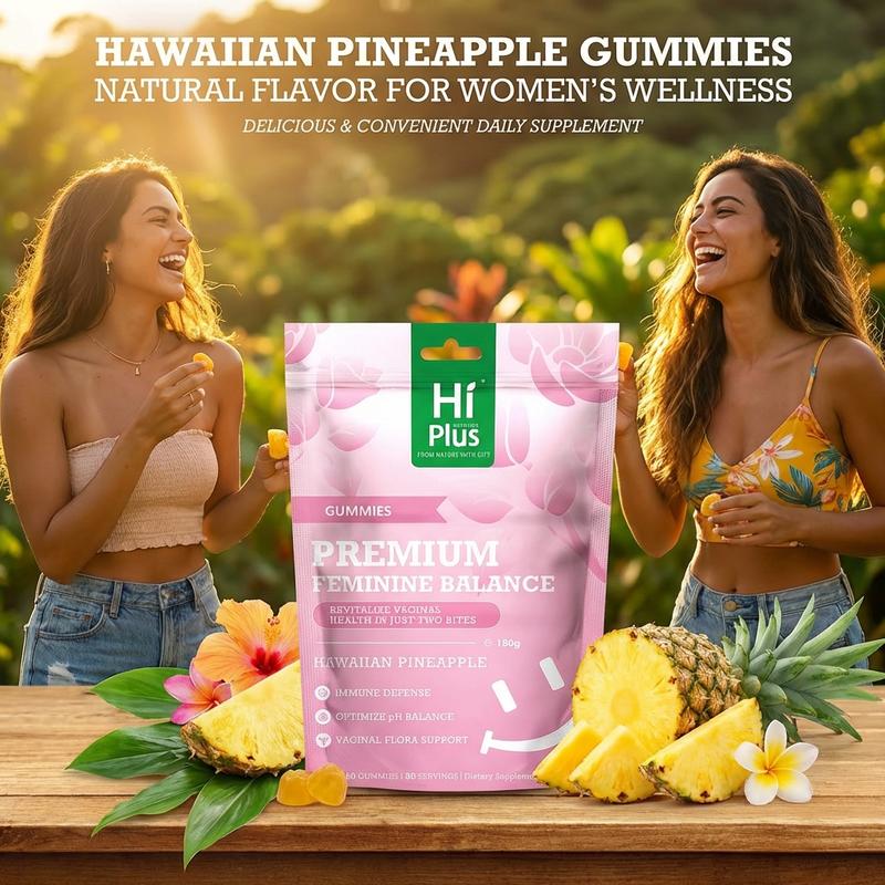 HiPlus Daily Feminine Care Supplement - Pineapple Balance Gummies for Women Intimate & Immune Support