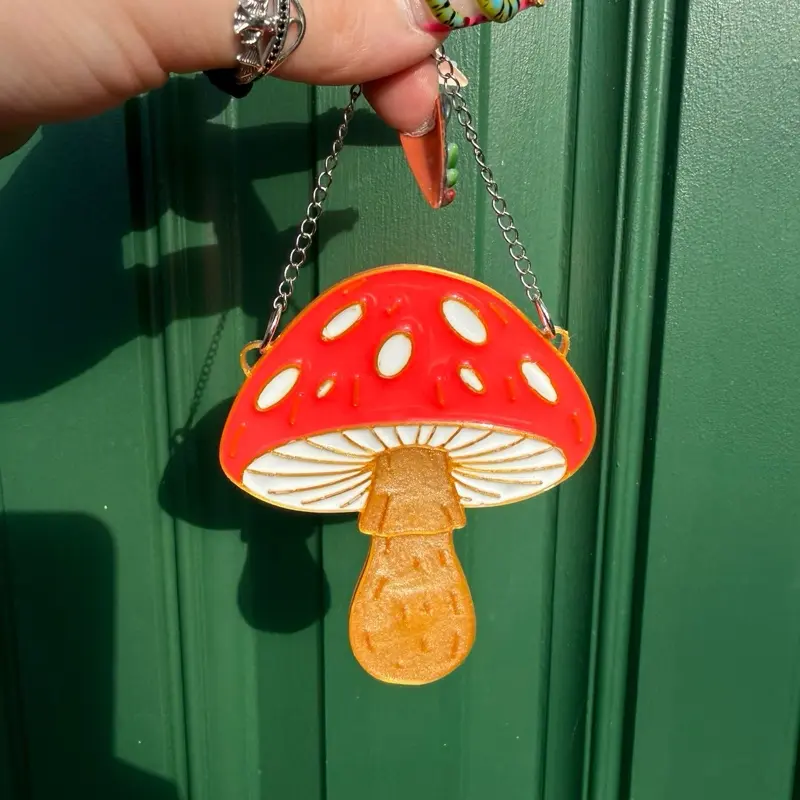 Handmade Mushroom Suncatcher, Garden Decor, Backyard Decor, Ornaments